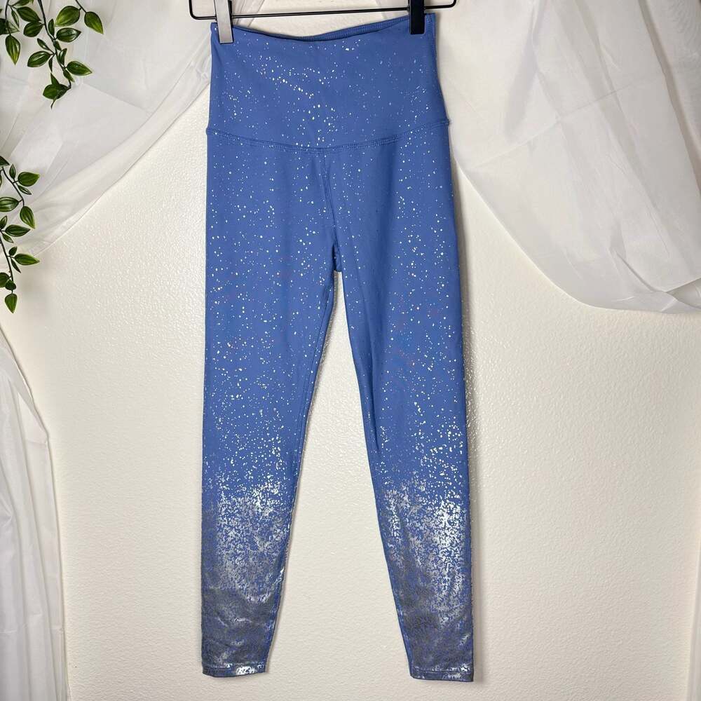 Beyond Yoga Women's High Waisted Leggings Periwinkle Silver Speckled